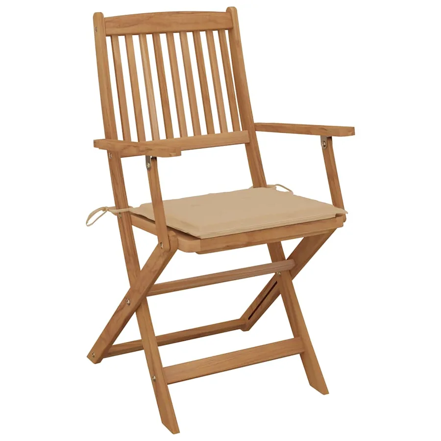 Chaises pliables de jardin lot de 2 avec coussins Bois d'acacia - 2