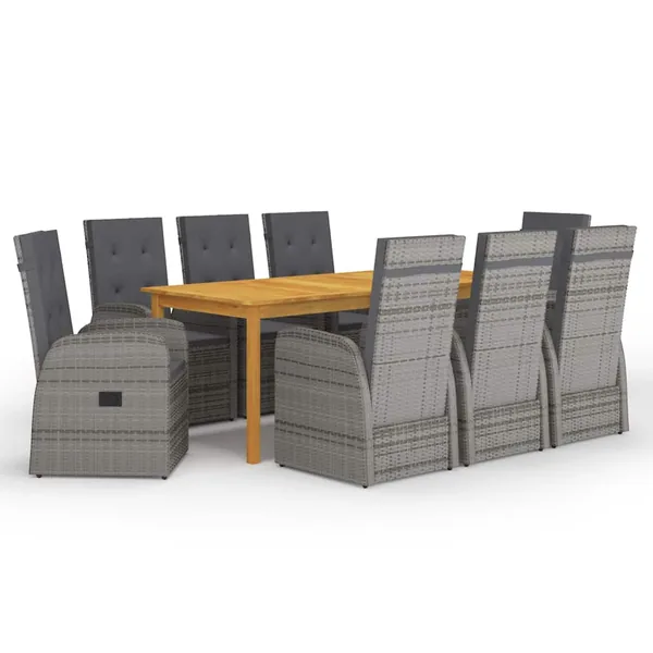 Ensemble à manger de jardin 9 pcs Gris