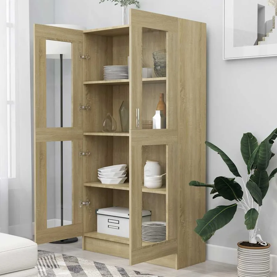 Armoire à vitrine Chêne sonoma 82,5x30,5x150 cm Bois ingénierie - 3