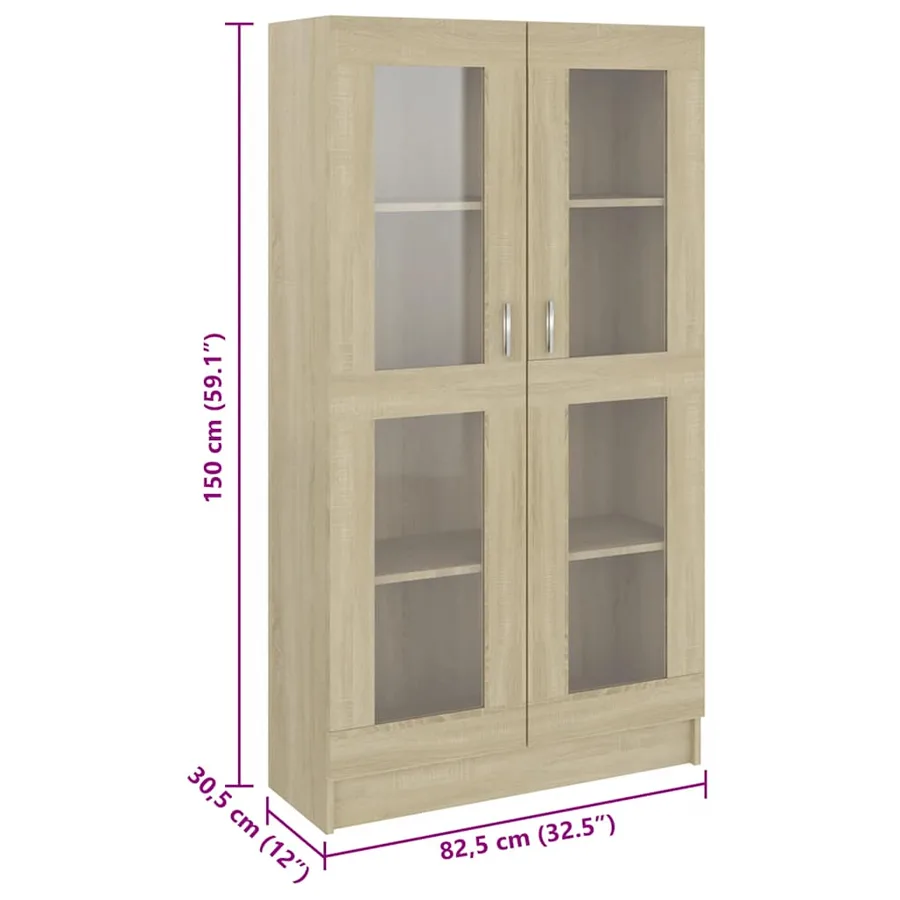 Armoire à vitrine Chêne sonoma 82,5x30,5x150 cm Bois ingénierie - 7
