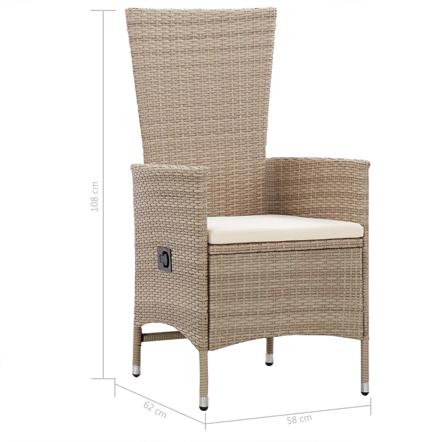 Ensemble à manger de jardin 5 pcs beige - 13