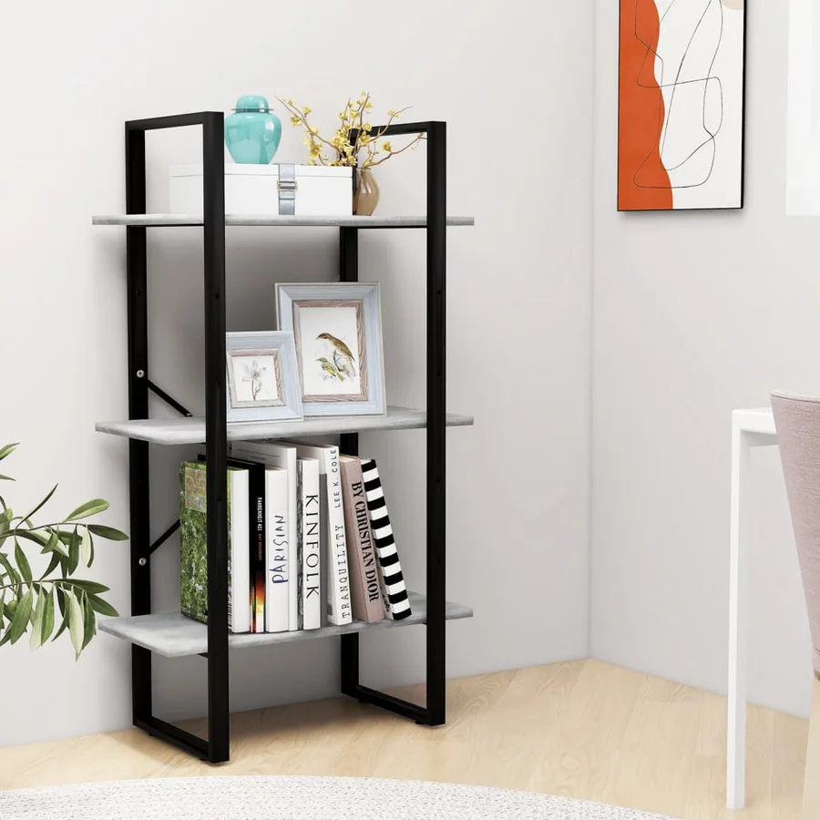 Étagère de rangement gris béton 60x30x105 cm bois d'ingénierie - 3