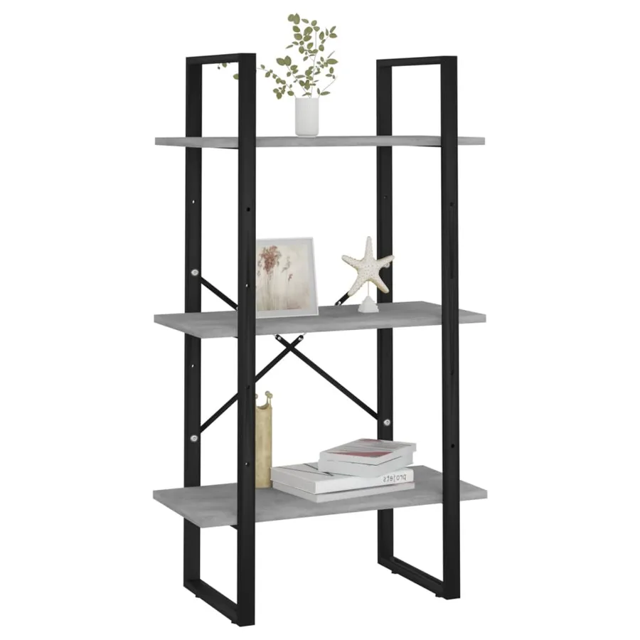 Étagère de rangement gris béton 60x30x105 cm bois d'ingénierie - 4
