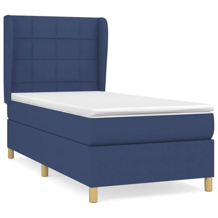 Sommier à lattes de lit avec matelas Bleu 90x190 cm Tissu - 2