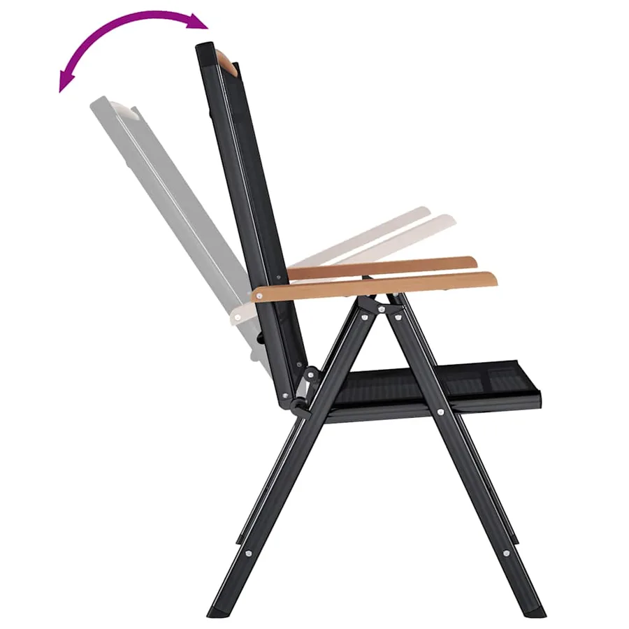 Chaises de jardin pliables lot de 6 Textilène Noir - 7