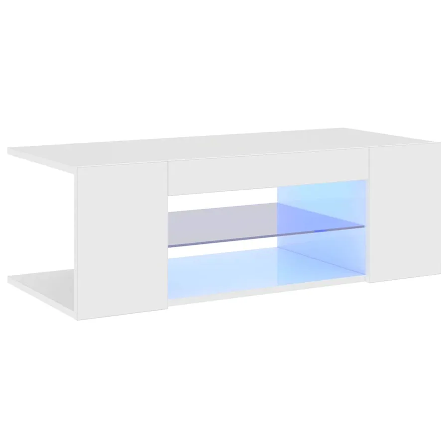 Meuble TV avec lumières LED blanc brillant 90x39x30 cm - 4