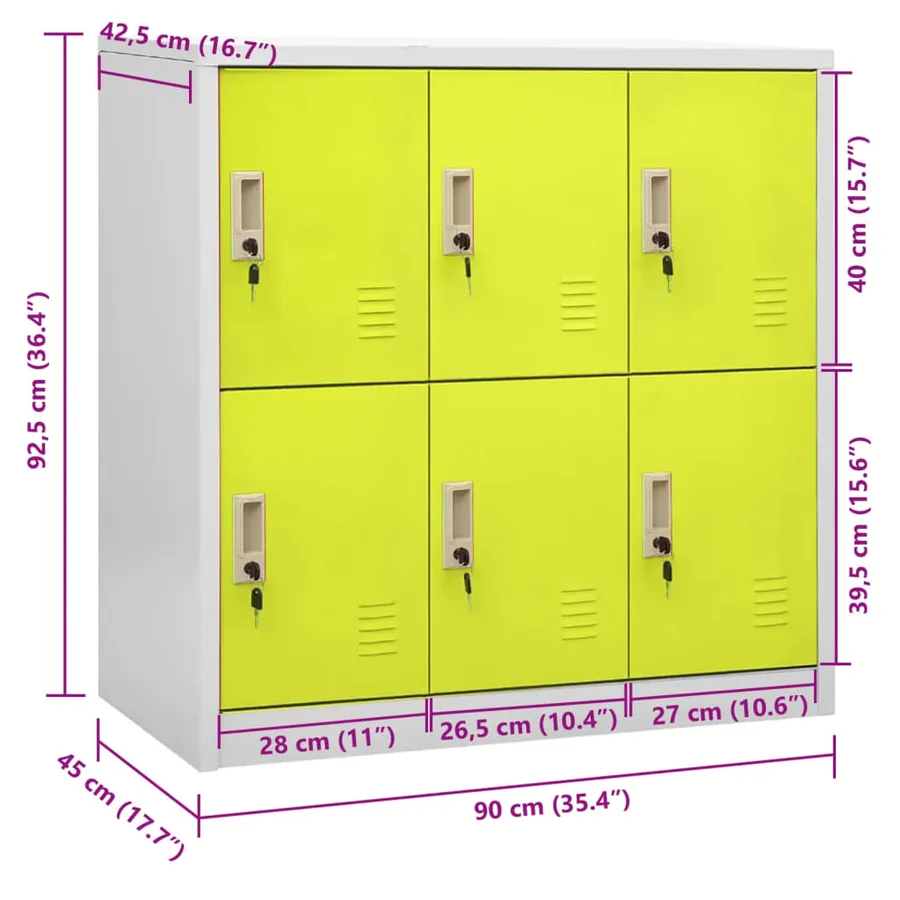 Armoire à casiers Gris clair et vert 90x45x92,5 cm Acier - 8