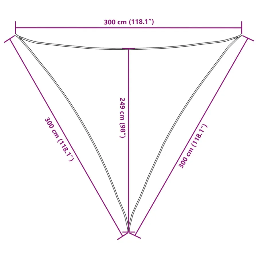 Voile de parasol tissu oxford triangulaire 3x3x3 m blanc - 10