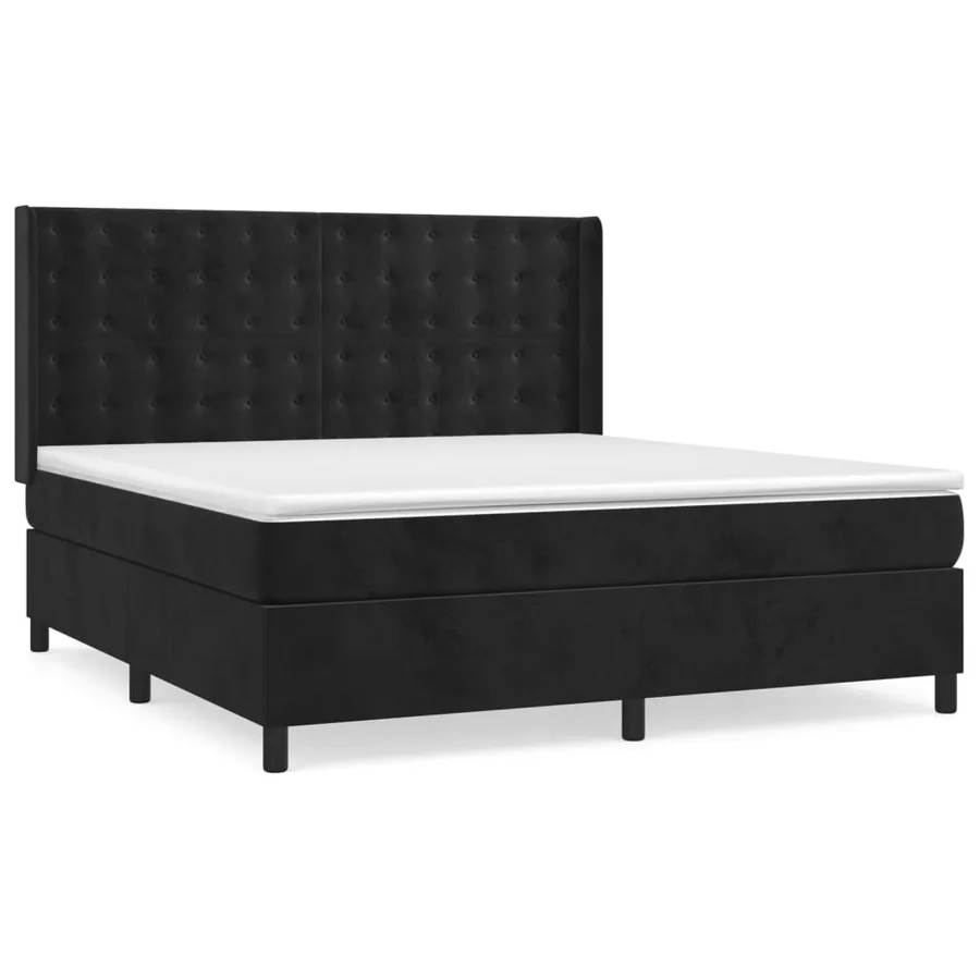 Sommier à lattes de lit avec matelas Noir 180x200 cm Velours - 2