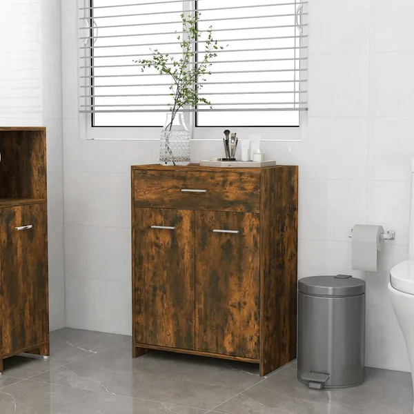 Armoire de bain Chêne fumé 60x33x80 cm Bois d'ingénierie