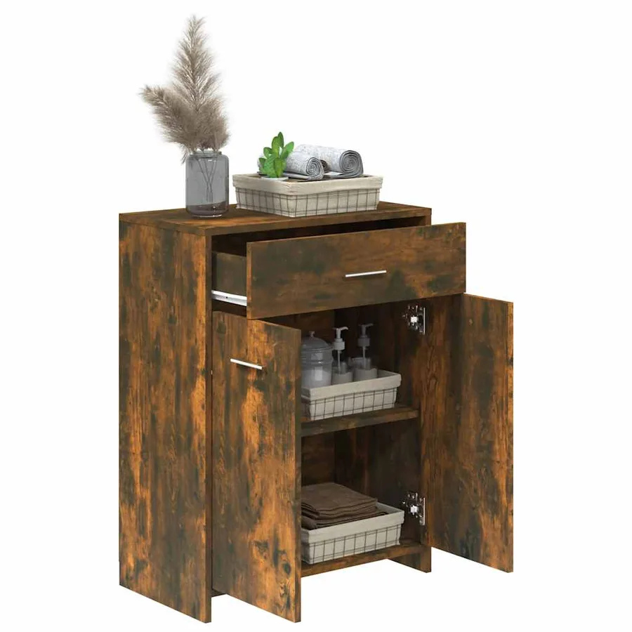 Armoire de bain Chêne fumé 60x33x80 cm Bois d'ingénierie - 4