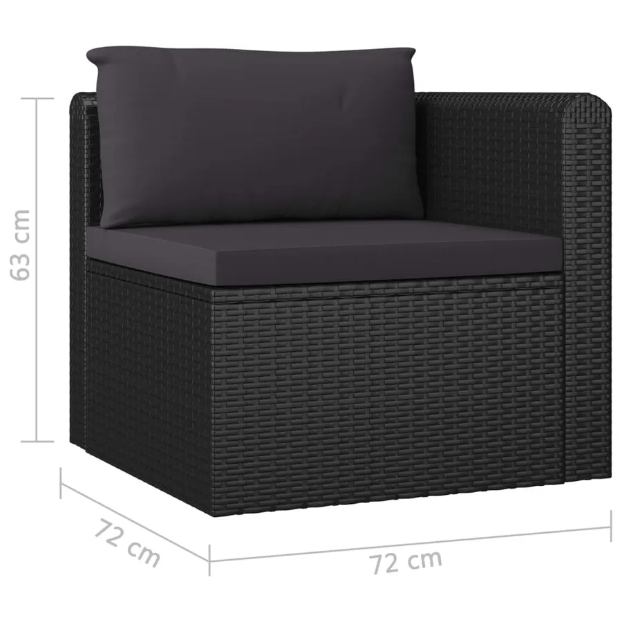 Salon de jardin 9 pcs avec coussins Résine tressée Noir - 10