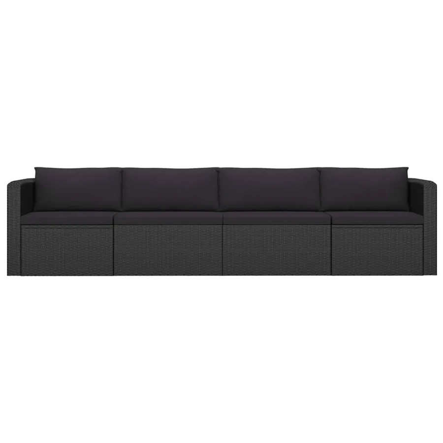 Salon de jardin 9 pcs avec coussins Résine tressée Noir - 13