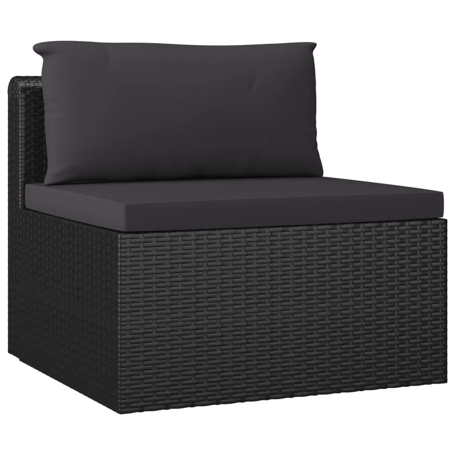 Salon de jardin 9 pcs avec coussins Résine tressée Noir - 6
