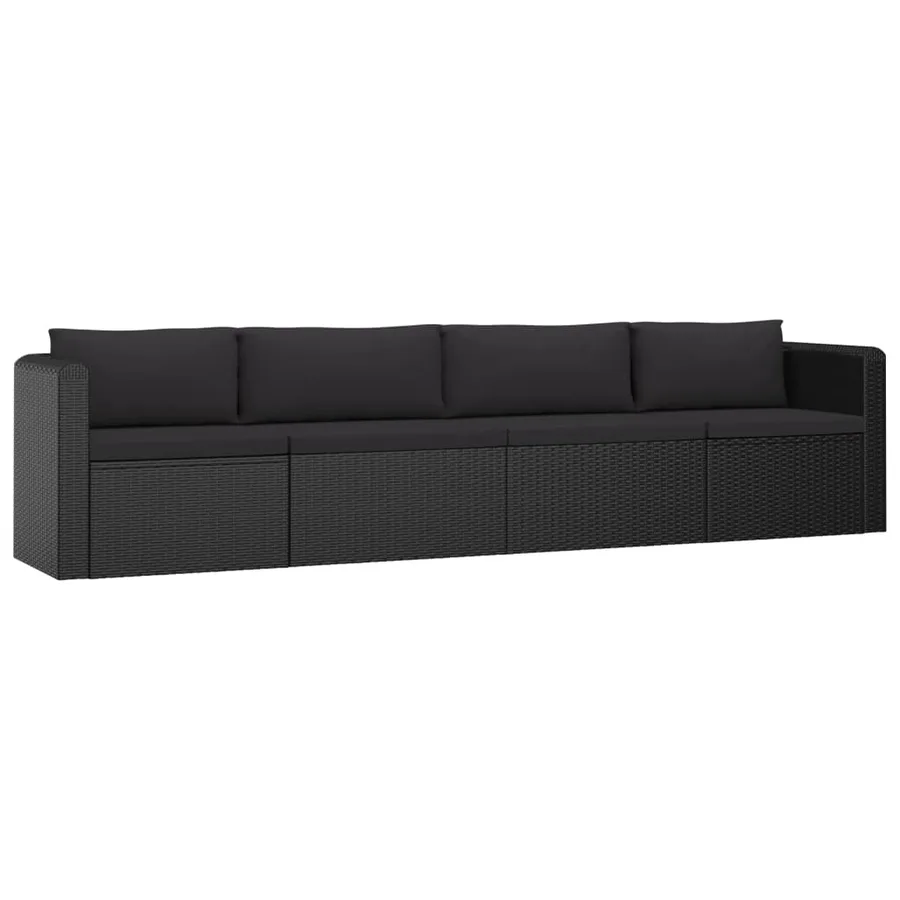 Salon de jardin 9 pcs avec coussins Résine tressée Noir - 8