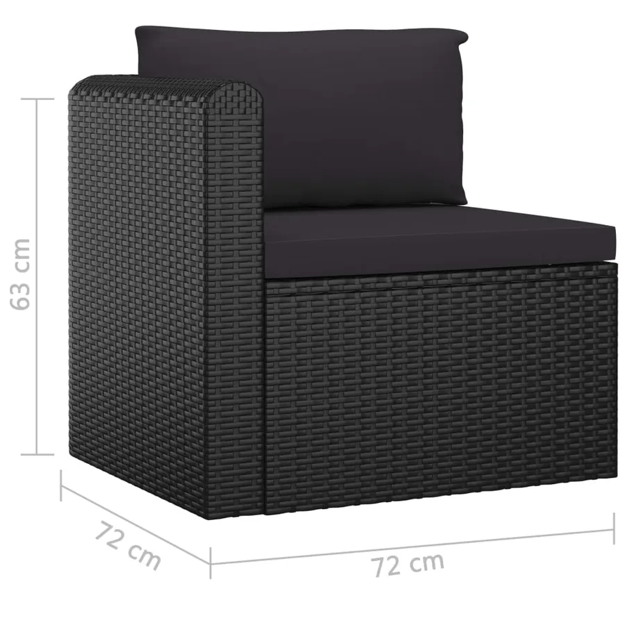 Salon de jardin 9 pcs avec coussins Résine tressée Noir - 9