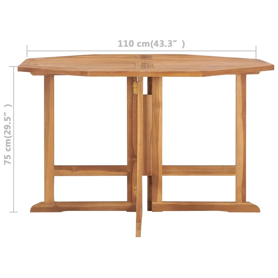 Table à dîner de jardin pliable 110x110x75 cm Teck massif - 7