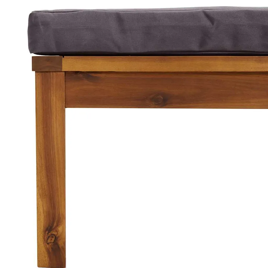 Repose-pied avec coussin gris foncé Bois d'acacia massif - 4
