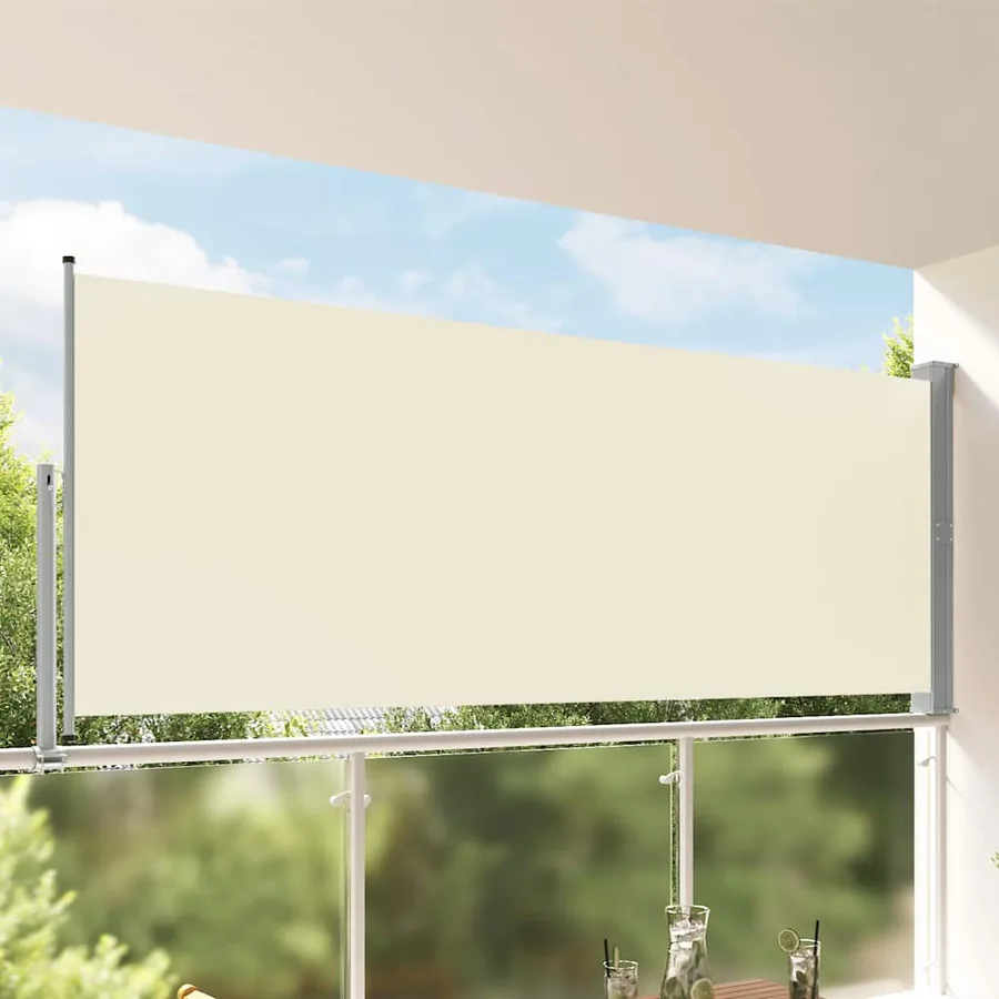 Auvent latéral rétractable de patio 140 x 300 cm Blanc cassé