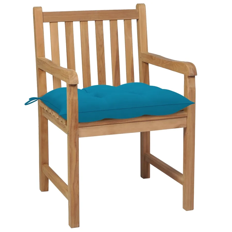 Chaises de jardin lot de 6 avec coussins bleu clair Teck solide - 3