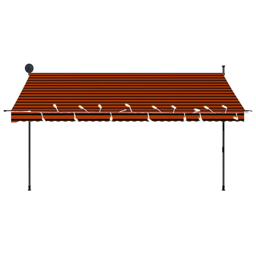 Auvent manuel rétractable avec LED 350 cm Orange et marron - 4