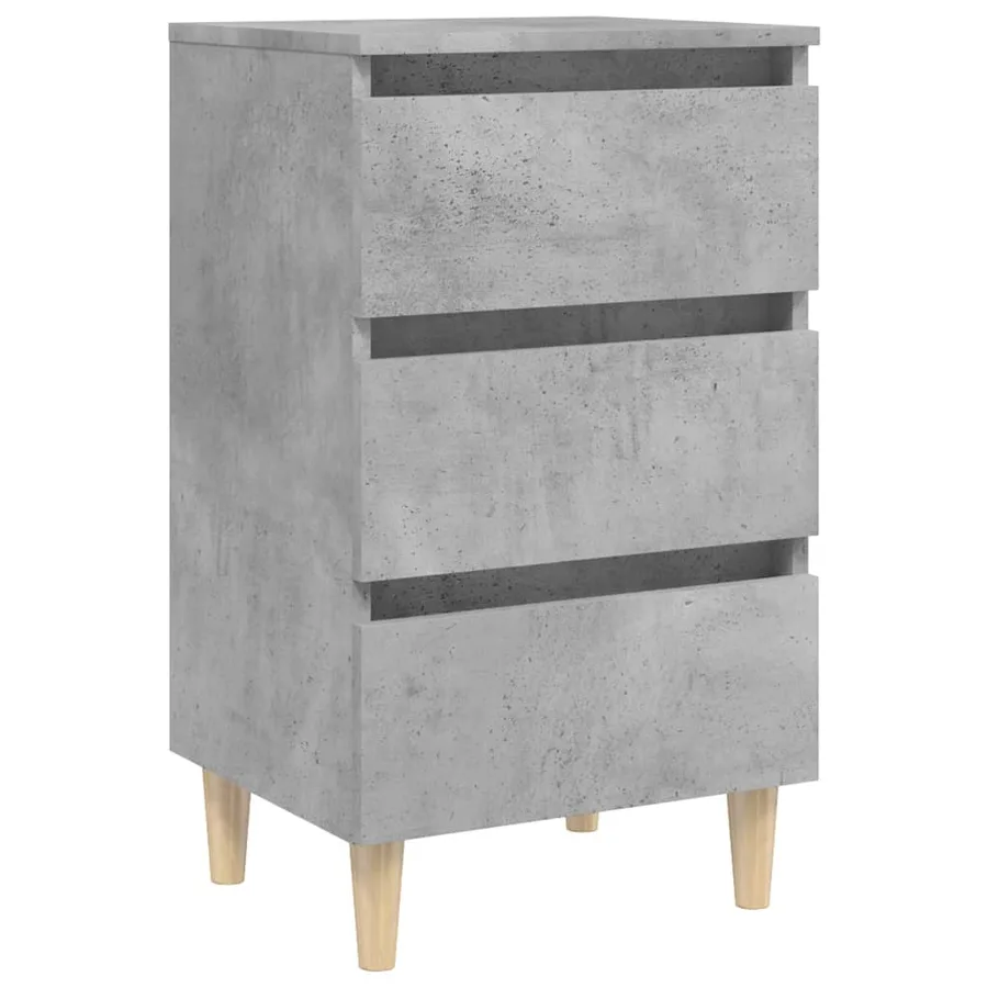 Table de chevet avec pieds en bois solide gris béton 40x35x69cm - 2