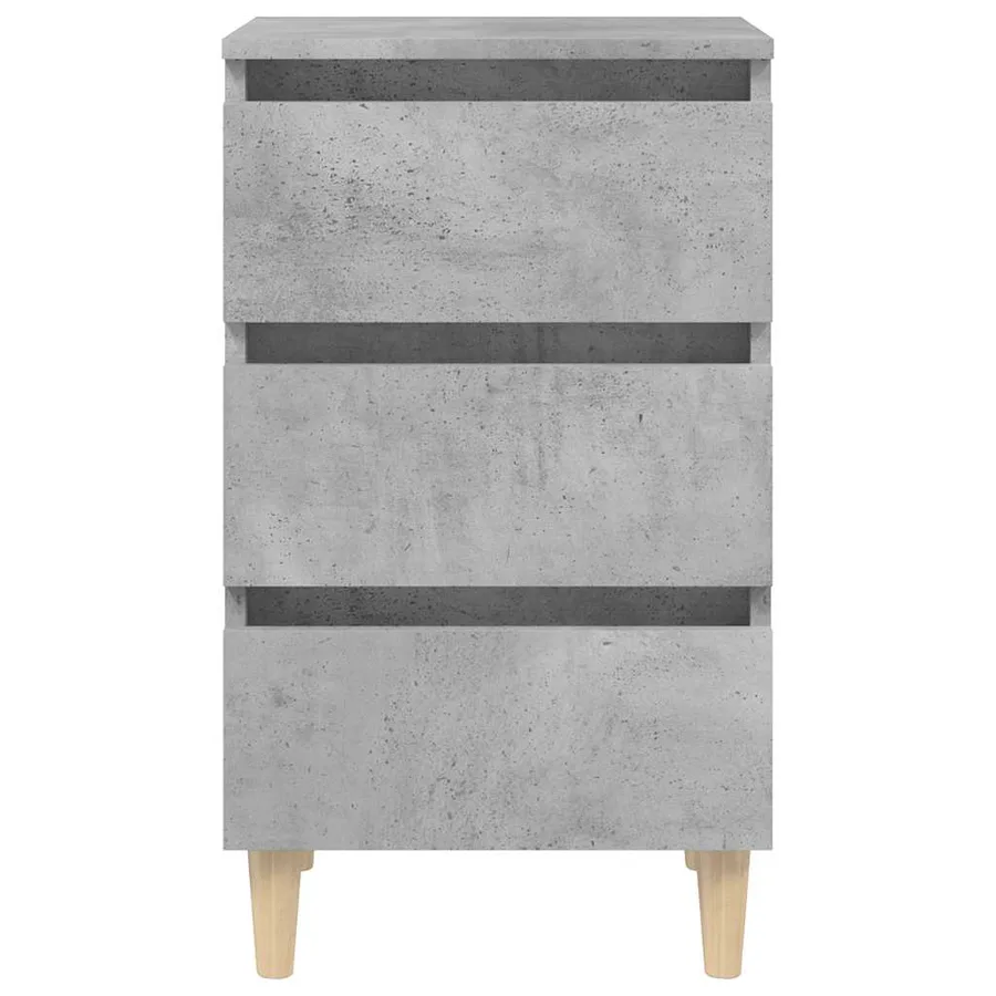 Table de chevet avec pieds en bois solide gris béton 40x35x69cm - 5