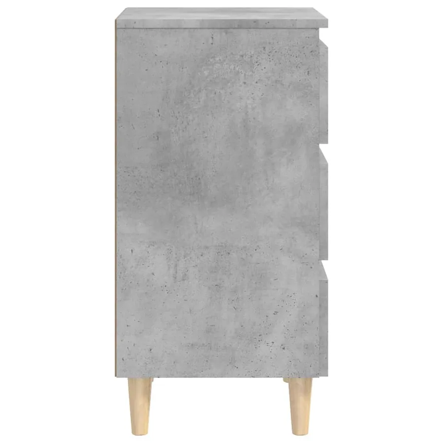 Table de chevet avec pieds en bois solide gris béton 40x35x69cm - 6