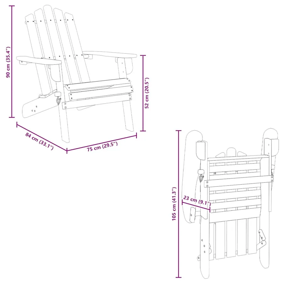 Chaise de jardin Adirondack Bois d'acacia massif - 9