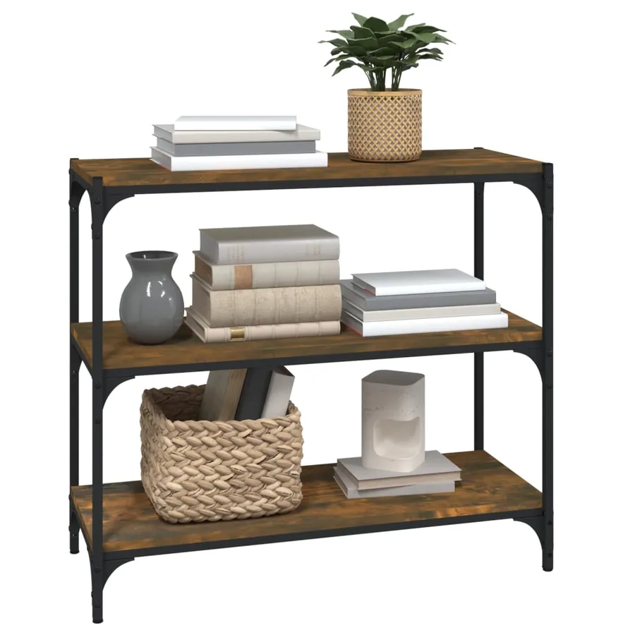Bibliothèque Chêne fumé 80x33x70,5cm Bois d'ingénierie et acier - 4