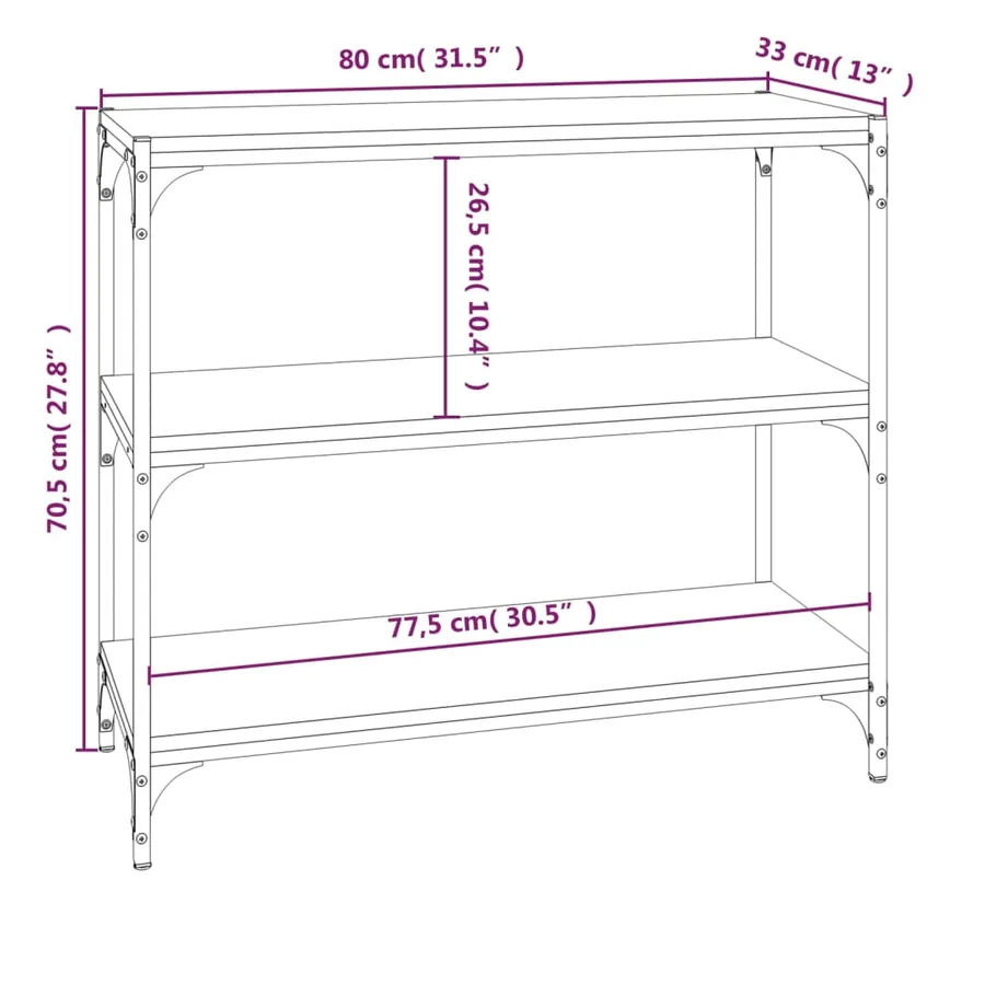 Bibliothèque Chêne fumé 80x33x70,5cm Bois d'ingénierie et acier - 9