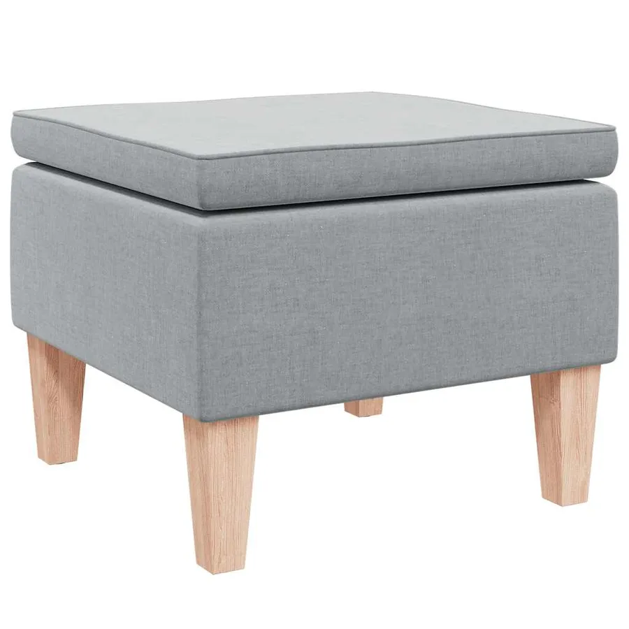 Tabouret avec pieds en bois Gris clair Tissu - 2