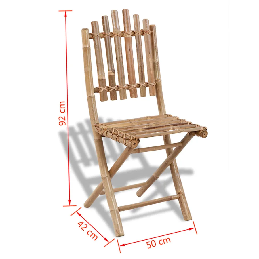 Chaises pliables de jardin lot de 2 Bambou - 6