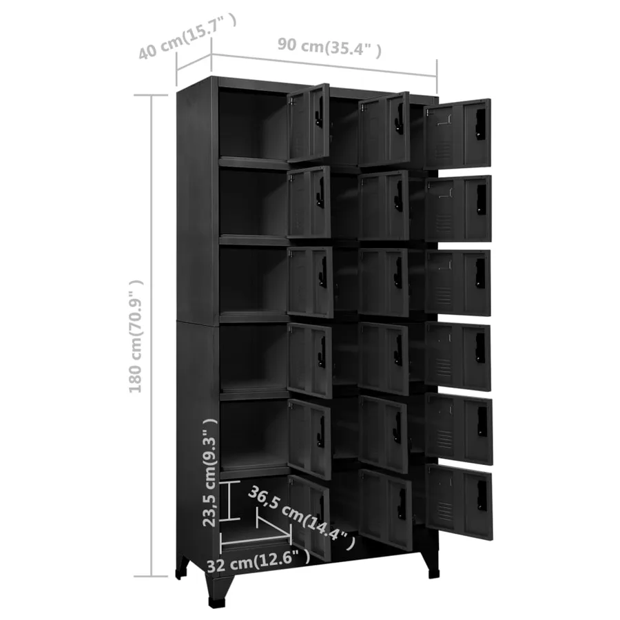 Armoire à casiers Anthracite 90x40x180 cm Acier - 8