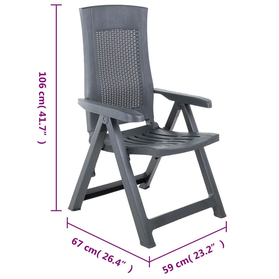 Chaises inclinables de jardin lot de 2 Plastique Anthracite - 9
