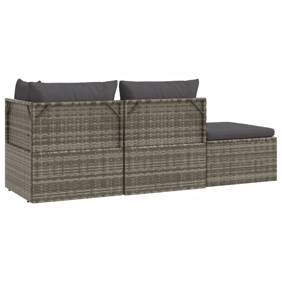 Salon de jardin 4 pcs avec coussins Gris Résine tressée - 6