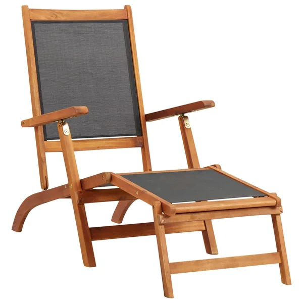 Chaise longue d'extérieur Bois d'acacia massif et textilene