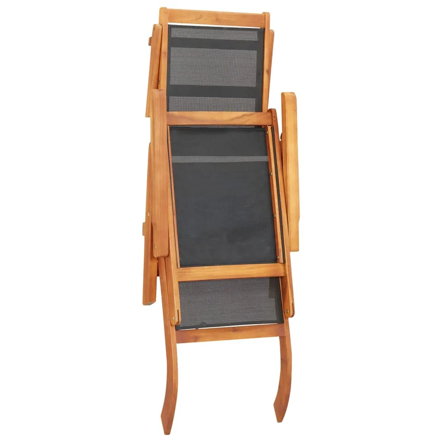 Chaise longue d'extérieur Bois d'acacia massif et textilene - 5