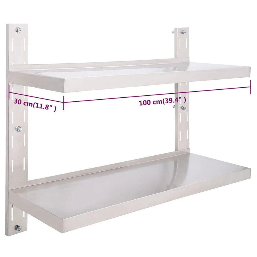 Étagère murale à 2 niveaux Acier inoxydable 100x30 cm - 7
