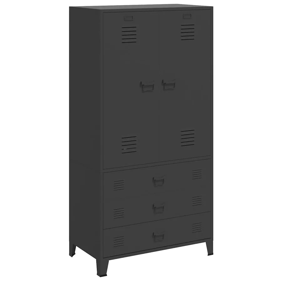 Garde-robe industrielle Noir 90x50x180 cm Métal - 2