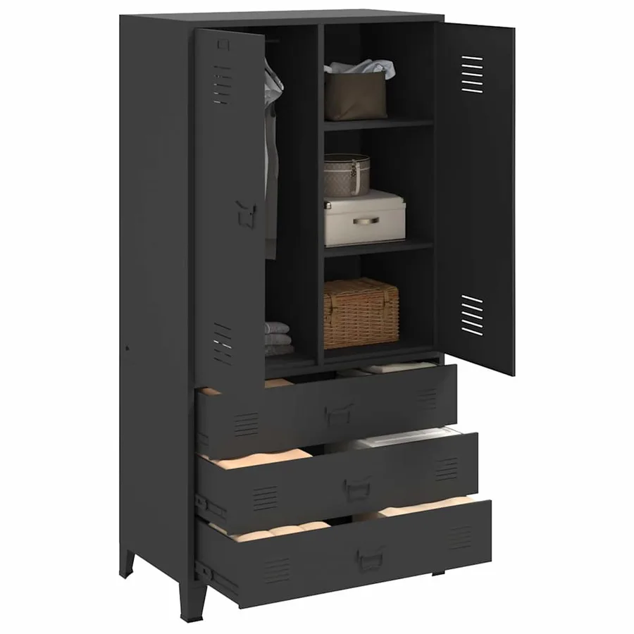 Garde-robe industrielle Noir 90x50x180 cm Métal - 3