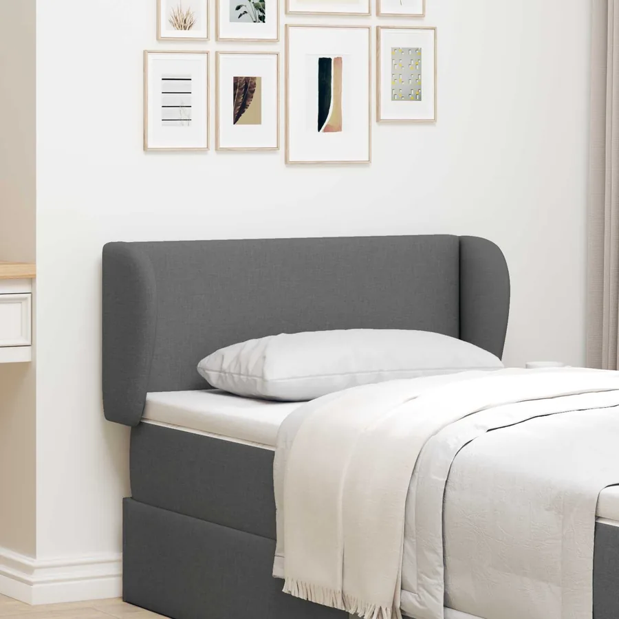 Oreille de tête de lit Gris Foncé 40 x 23 x 6 cm tissu