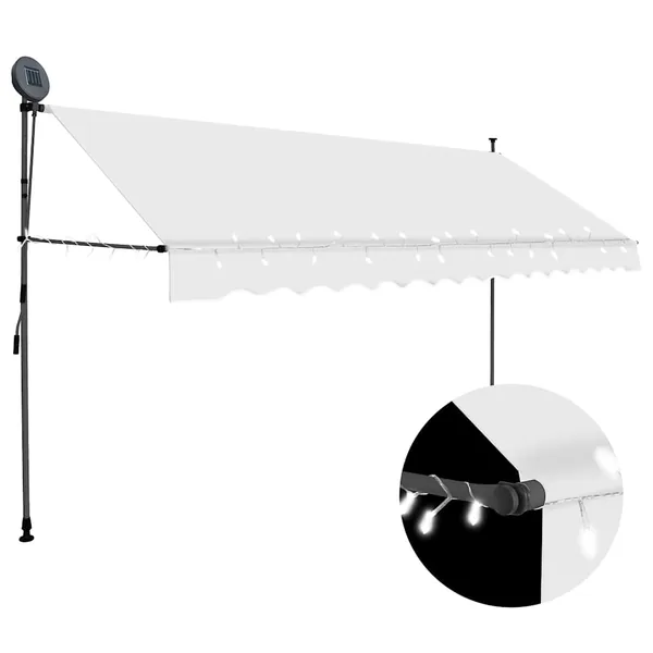 Auvent manuel rétractable avec LED 350 cm Crème