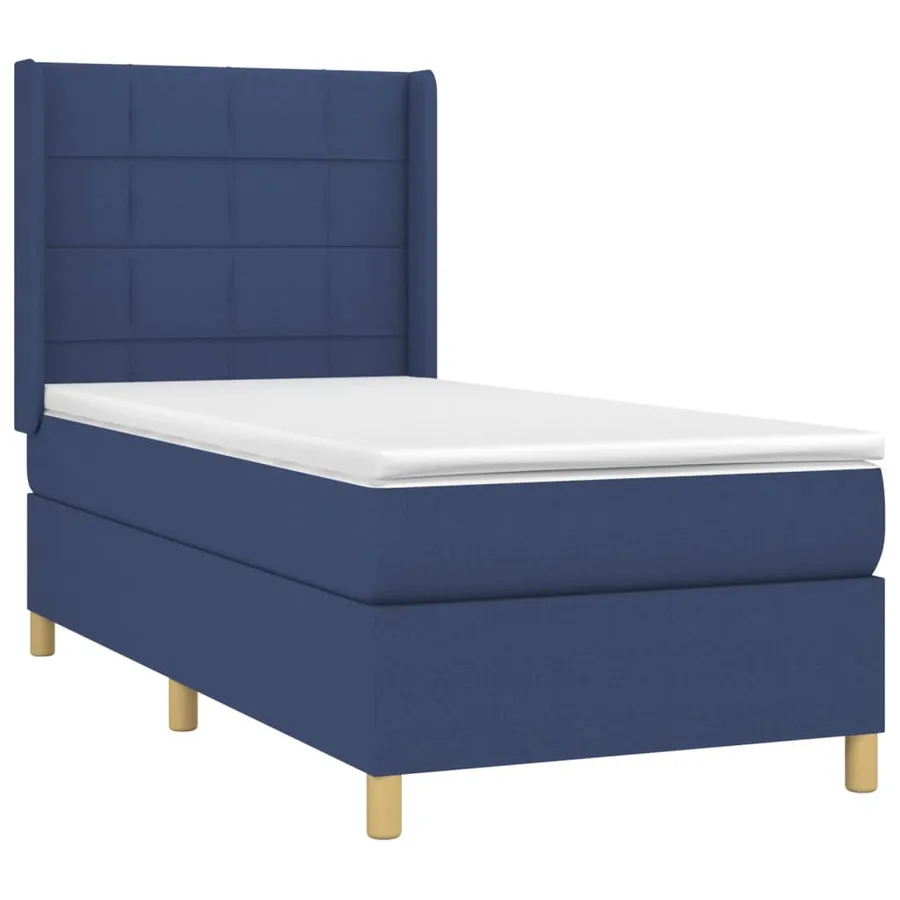 Sommier à lattes de lit matelas et LED Bleu 90x200 cm Tissu - 4