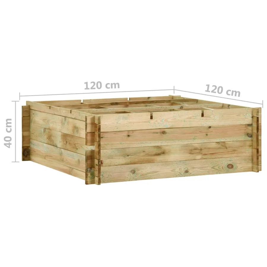 Jardinière pour légumes Bois de pin imprégné 120x120x40 cm - 5