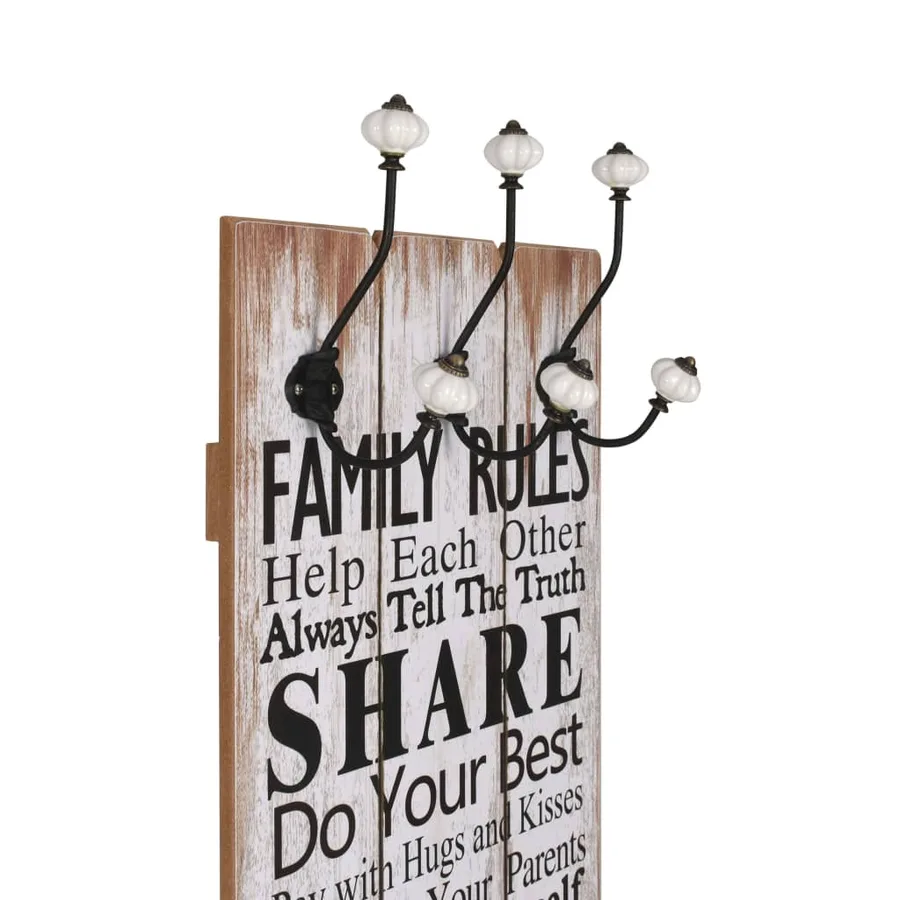 Porte-manteau mural avec 6 crochets 120 x 40 cm FAMILY RULES - 3
