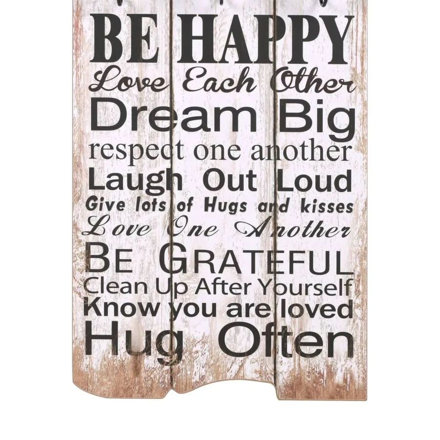 Porte-manteau mural avec 6 crochets 120 x 40 cm FAMILY RULES - 5