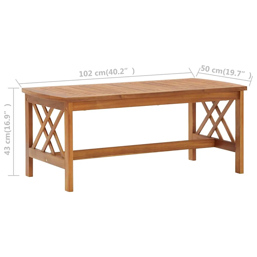 Table basse 102x50x43 cm Bois d'acacia solide - 6