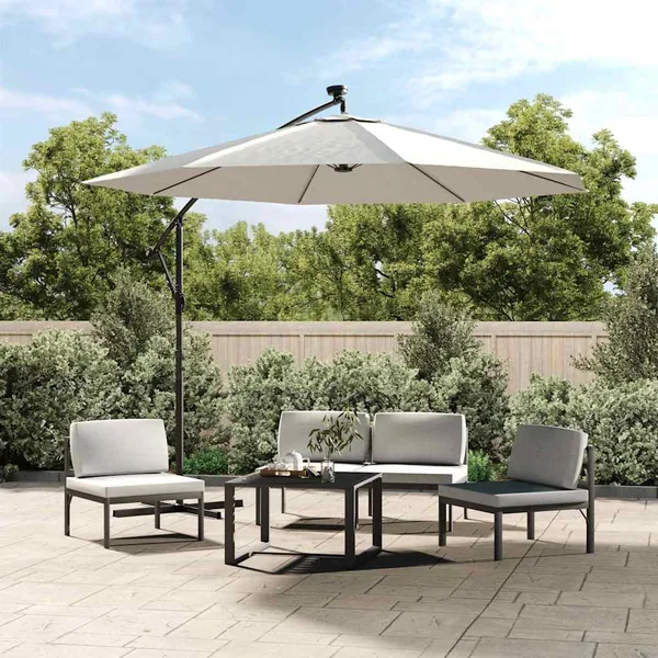 Tissu de remplacement pour parasol déporté blanc sable 300 cm