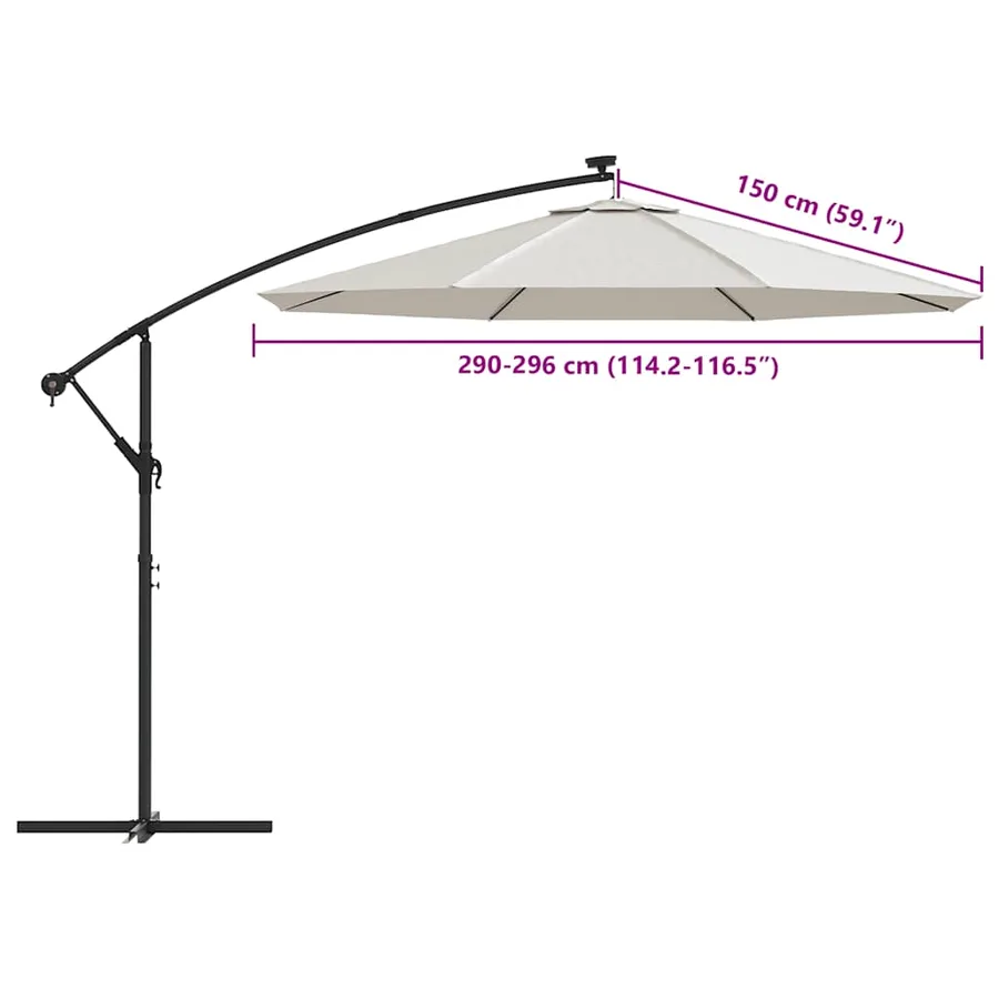 Tissu de remplacement pour parasol déporté blanc sable 300 cm - 8